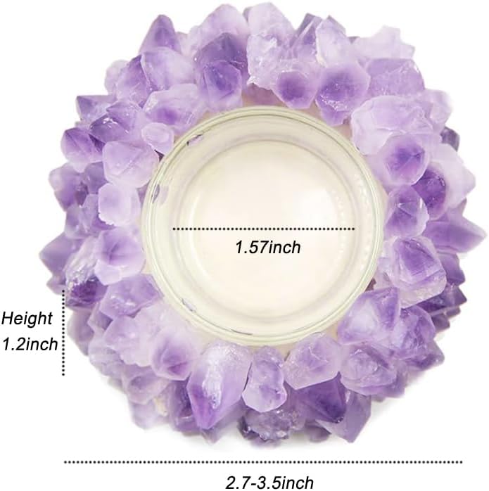 Natural Amethyst Cluster, Raw Crystal Tealight Candle Holder Crystal Stone Candle Stand High Energy Geode Votive with Healing Effects - Image 6