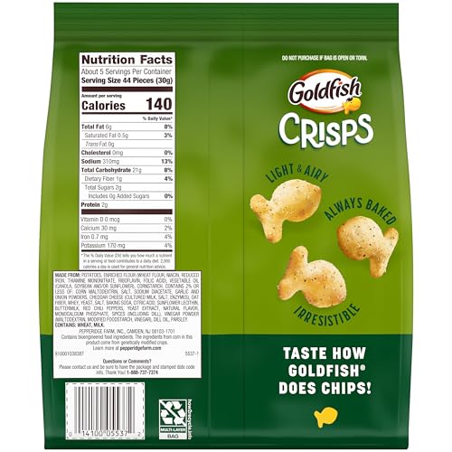 Goldfish Crisps Spicy Dill Pickle Flavored Baked Chip Crackers, 6.25 Oz Bag - Image 4