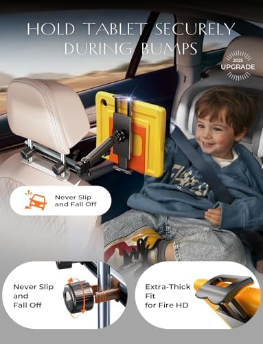 LISEN for iPad Holder Car Mount Road Trip Essentials Activities for Kids Car Accessories Women Interior, 3 in 1 Tablet Holder Backseat Camping Car Organizer Back Seat Headrest iPad Mount - Image 8