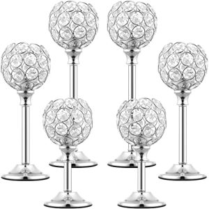 6 Pcs Crystal Candle Holder 3 Sizes Candle Holders for Wedding Table Centerpiece, Table Decor, Candlestick Holder for Fireplace Candelabra, Home Living Room Decor