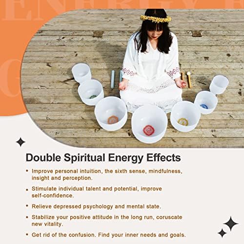 432HZ 7-12 Inch Chakra Symbol Design Frosted Quartz Crystal Singing Bowl with 2 PCS Travel Carry Case Bag for Sound Healing - Image 3