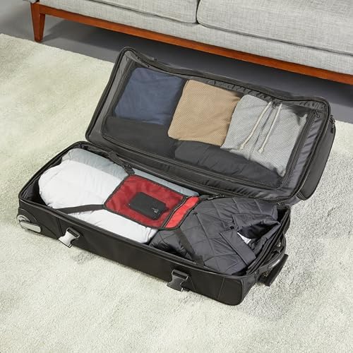Amazon Basics 35-inch Large Rolling Duffle Bag with Wheels and Handle, Travel Duffle Bag with Durable Ripstop Polyester Material, 2 Layers of Space, Multiple Interior and Exterior Pockets, Black - Image 7