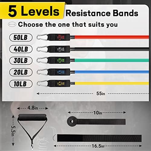 Resistance Bands, Resistance Band Set, Workout Bands, Exercise Bands for Men and Women, Exercise Bands with Door Anchor, Handles, Legs Ankle Straps for Muscle Training, Physical Therapy, Shape Body - Image 3