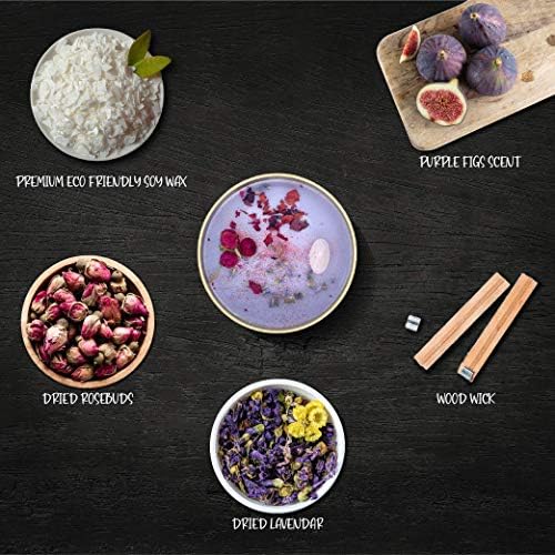 Fifi Peony's Gemstone Candles - Infused with Healing Rose Quartz Crystals and Hand Placed Dried Flowers. Scented with Soothing Fig in Natural Soy Wax. Burns with an Elegant Wooden Wick. 8oz - Image 5