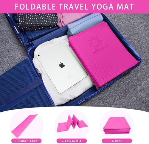 Folding Yoga Travel Pilates Mat Foldable Easy to Carry to Class Beach Park Tear resistant Travel Picnics 4mm Thick 9 Colors - Image 7