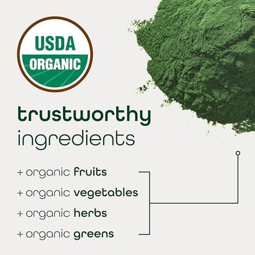 Zena Nutrition Organic Super Greens Powder, 70+ Superfoods, 0 Sugar, 3G Fiber, Spirulina, Chlorella, Antioxidants, Prebiotics/Probiotics, Digestive Enzymes, Mixed Berry, 30 Drink Mix Packets - Image 5