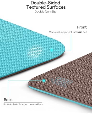 Heathyoga Eco Friendly Non Slip Yoga Mat, Body Alignment System, SGS Certified TPE Material - Textured Non Slip Surface and Optimal Cushioning,72"x 26" Thickness 1/4" - Image 3