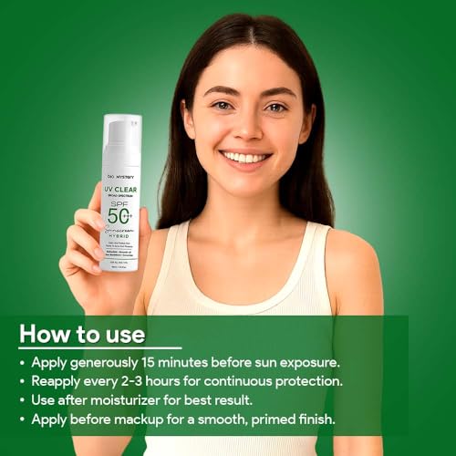 Clear Face Sunscreen Lotion for Acne-Prone Skin | Hybrid Broad Spectrum SPF 50+++ | Lightweight, Non-Greasy & Matte Finish | Daily Facial Sunscreen Oily & Sensitive Skin | 50ml / 1.76 floz - Image 4