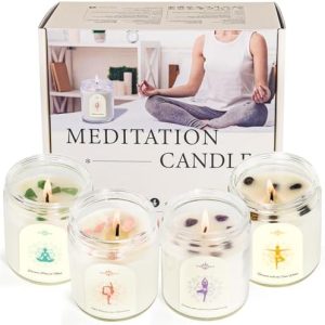 4 Pack Candles for Home Scented, Scented Candle Set with Crystals Stones, Aromatherapy Candles Birthday Gifts Set for Women, 24 Oz 200 Hour Long Lasting Soy Candles Gifts for Mothers Days
