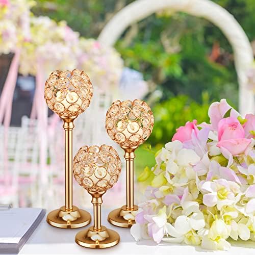 12 Pack Crystal Candle Holders Gold or Silver Candle Holders Bulk Decorative Tealight Candle Holder for Wedding, Party, Christmas Table Centerpieces Decoration (Gold) - Image 4
