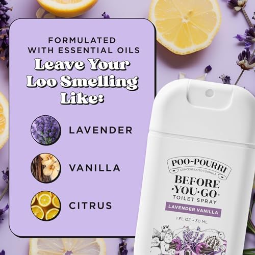 Poo-Pourri Before-You-Go Pocket Toilet Spray, Travel Essentials, Lavender Vanilla, 1 Fl Oz, Up to 50 Uses, On-The-Go Bathroom Odor Deodorizer with Essential Oils, TSA Approved Size - Image 7