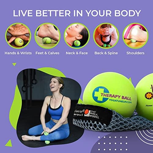 YOGA TUNE UP® Therapy Balls in Tote by Tune Up Fitness - Massage Balls for Trigger Point, Pressure Point & Myofascial Release - Use as Single or Peanut Ball for Pain Relief & Relaxation (Apple Green) - Image 4