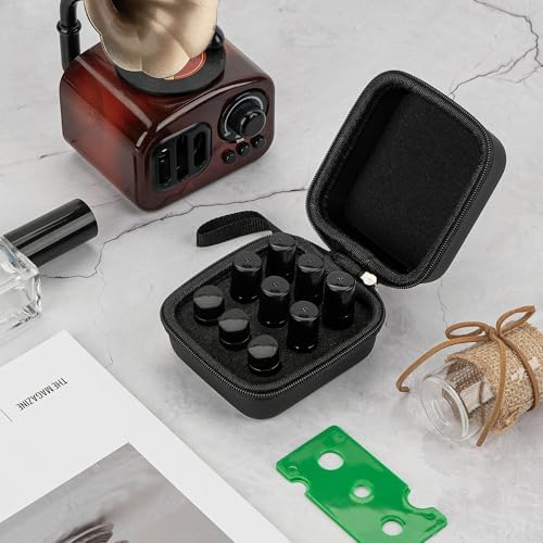 SHIDOW Essential Oils Holder EVA Travel Storage Organizer for 9 x 5ml Bottles, with Essential Oil Labels, Straw and Bottle Opener (Black) - Image 5