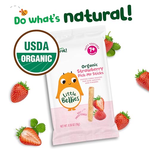 Little Bellies Organic Strawberry Pick-Me Sticks Baby Snack (Pack of 5 x 0.56 oz Individual Packs) - Image 5