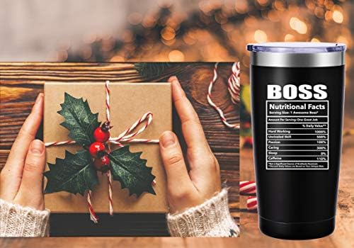 AMZUShome Boss Nutritional Facts Travel Mug Tumbler.Funny Boss Day Gifts Office Gifts.Moving Appreciation Retirement Birthday Christmas Gifts For Men Women Boss Boss Lady From Employees(20oz Black) - Image 5