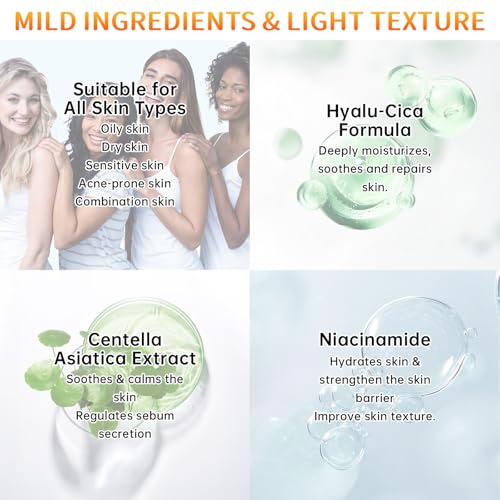Centella Sunscreen SPF 50, Sunscreen for Face, Water Resistant Strong UV Protection No White Cast, Centella Madagascar Face Sun Screen Oil Free Korean Skincare(Blue 2) - Image 5