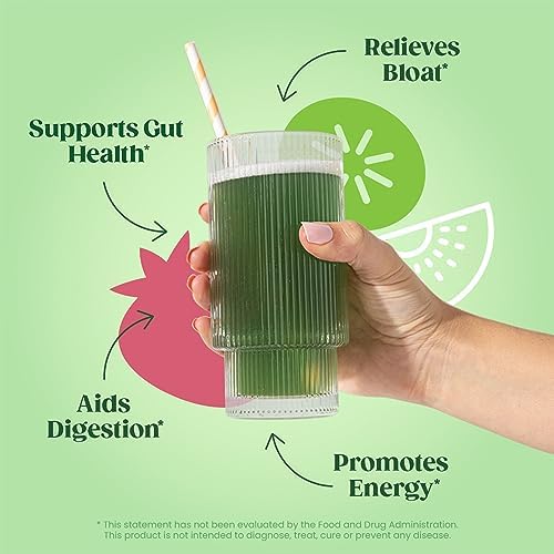 Bloom Nutrition Greens and Superfoods Powder Packets for Digestive Health, Greens Powder, Digestive Enzymes, Probiotics, Spirulina, Chlorella for Bloating & Gut Support, 15 Stick, Strawberry Kiwi - Image 3