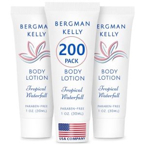 BERGMAN KELLY - Travel Size Lotion - 1 fl oz, 200 PK, Tropical Waterfall - Delight Your Guests w/Invigorating & Refreshing Body Lotion - Quality Mini & Small Size Guest Hotel Toiletries in Bulk