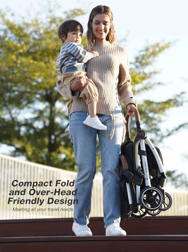 Travel Stroller, Overhead-Friendly Compact Baby Stroller(Newborn to 50lbs), Self-Folding Toddler Pushchair for Travel, Full-Reclining Seat, Cup Holder Included - Image 8