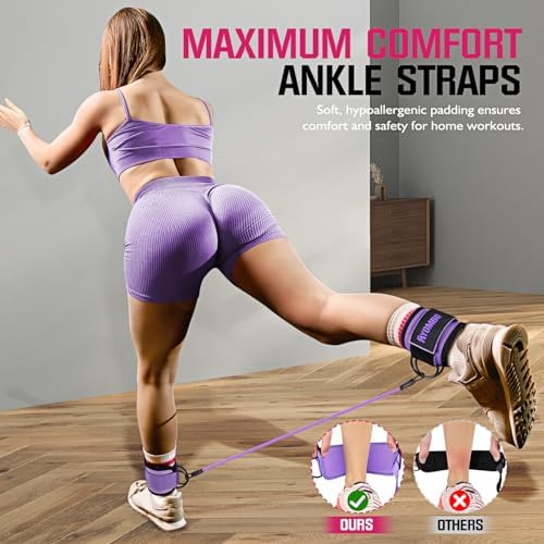 Ankle Resistance Bands with Cuffs, Home Gym Workout Equipment, Lifting Glute Butt Exercise Equipment for Women, Ankle Weights Fitness Set, Leg Booty Equipment for Training Perfect Body Shape - Image 5