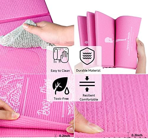 Foldable Yoga Mat for Women, Non Slip Exercise Mat for Home Gym, 5mm Travel Yoga Mats Set With Stretch Strap for Yoga Pilates and Fitness, 68"L x 24"W x 0.2 Inch Thick - Image 4