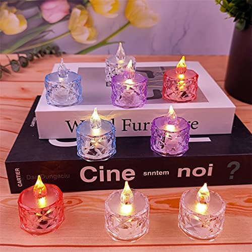 12pack LED Crystal Candle Light Table Centrepiece Flameless Candles Transparent Small Tea Wax Birthday Proposal INS Desktop Decoration Create Atmosphere Smokeless Candles Tea Lights - Image 5