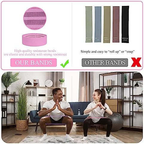 Fabric Resistance Bands for Working Out, 5 Levels Booty Bands for Women Men, Cloth Workout Bands Resistance Loop Exercise Bands for Legs Butt at Home Fitness, Yoga, Pilates - Image 4