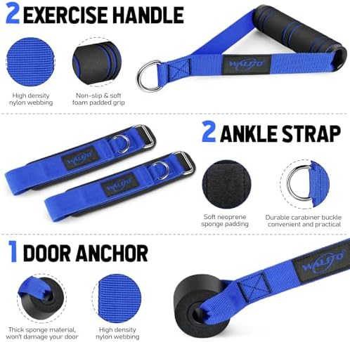 WALITO Resistance Bands Set - Exercise Bands with Handles, Door Anchor, Legs Ankle Straps, for Heavy Resistance Training, Physical Therapy, Muscle Training, Yoga, Home Workouts - Image 3