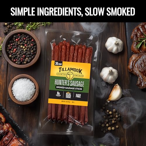 Tillamook Country Smoker Smoked Sausage, Hunter's Sausage, 16 Ounce (36 Count Meat Sticks Bulk Pack) Real Hardwood Smoked, Low Carb, High Protein Ready to Eat Keto Snack - Image 4