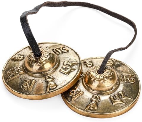 Foraineam Tingsha Cymbals Meditation Chime Bells, 2.5 Inch Brass Tibetan Tingsha Bells Relaxation Musical Instruments for Mindfulness, Chakra Healing, Stress Relief, Sound Awakening, Yoga Meditation