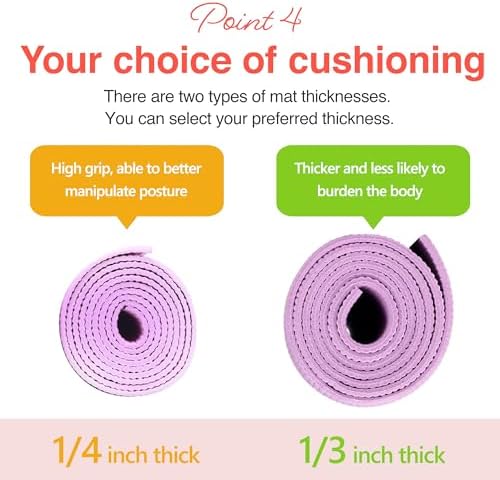 1/4 inch & 1/3 inch Thick Yoga Mat, High-Density Cushioning with Grip-Enhanced Surface for Yoga, Pilates & Home Workouts – Lightweight, Includes Carry Strap, 9 Colors - Image 7