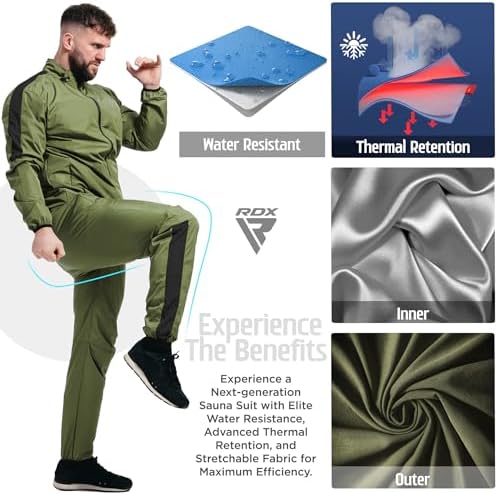 RDX Sauna Suit Full Body Heat Sweat Suit, REACH OEKO TEX 100 CERTIFIED, Anti Rip Long Sleeve Tracksuit Top Bottom - Image 3