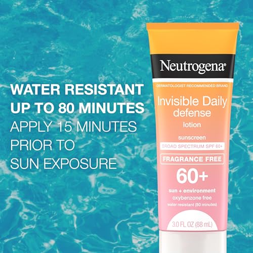 Neutrogena Invisible Daily Defense Fragrance-Free Sunscreen Lotion, Broad Spectrum SPF 60+, Oxybenzone-Free & Water-Resistant, Sun & Environmental Aggressor Protection, 3.0 fl. oz - Image 6