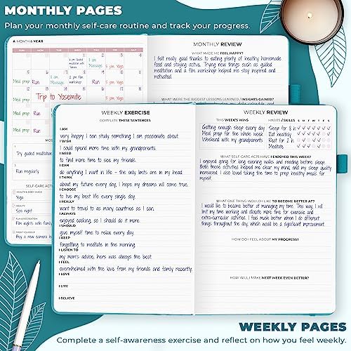 Clever Fox Self-Care Journal – Daily Reflection Notebook – Mental Health & Personal Development Planner, Meditation & Mood Log, A5 (Aquamarine) - Image 3
