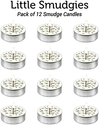 SOUL STICKS 12 Pack Little Smudgies Tealight Candles Smudge Candle for Cleansing House, Meditation, Chakra Healing | Made with Crystals and Herbs (White Sage) - Image 2