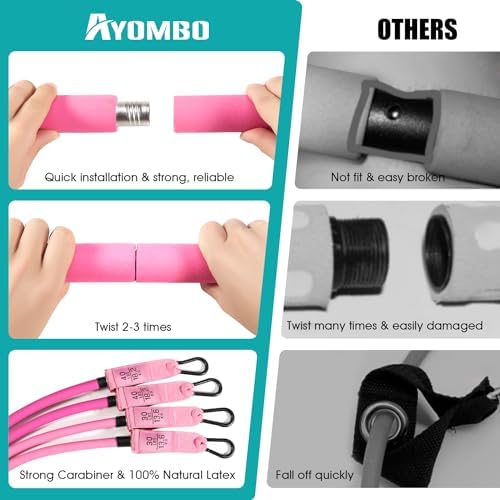 Pilates Bar Kit with Resistance Bands, Pilates Workout Equipment for Legs, Hip, Waist, Arm, Squats Exercise Equipment for Home Workouts, Adjustable 3-Section Pilates Bar Kit for Women & Men - Image 4