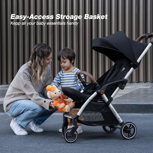 Travel Stroller, Overhead-Friendly Compact Baby Stroller(Newborn to 50lbs), Self-Folding Toddler Pushchair for Travel, Full-Reclining Seat, Cup Holder Included - Image 7