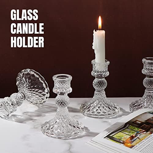 Candlestick Holders Set,12Pcs 4" H Taper Candle Holders Bulk, Clear Glass Candle Holders for Wedding, Spring Party, Romantic Dinner, Festival & Windowsill Decor - Image 2