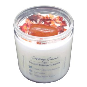 BlkGrlMagick Love Manifestation Carnelian Crystal Candle for Love Attraction, Relationship Goals, Marriage, Twin Flame Connection, Love Spells, Smoky Rose Scented Natural Herb Magick (4oz Tin)