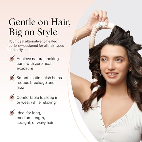Kitsch Satin Heatless Curling Set – Heatless Curls Overnight with Hair Curler & 2 Satin Scrunchies – Hair Curlers to Sleep In for Overnight Curls – Overnight Blowout Rods – Sunset Tie Dye - Image 3