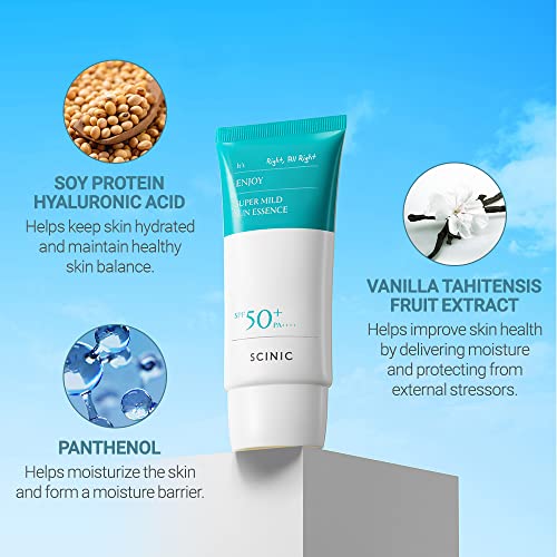 SCINIC Enjoy Super Mild Sun Essence 2 Set SPF50+ PA++++ 1.69 fl oz(50ml) | A Lightweight Hydrating Sun Essence That leaves No Sticky Feeling | Korean Skincare - Image 5