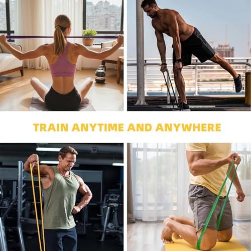 Exercise Bands，Set of 6 Resistance Bands for Working Out,Pull Up Bands Set,at Home Workout Equipment,Workout Bands for Men and Women,Instruction Guide and Carry Bag Included - Image 4