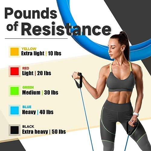 Resistance Bands with Handles for Working Out Women and Men, Exercise Bands with Door Anchor, Stretch Bands for Home Workouts, Simple Guide Included - Image 2