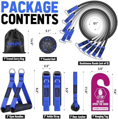 WALITO Resistance Bands Set - Exercise Bands with Handles, Door Anchor, Legs Ankle Straps, for Heavy Resistance Training, Physical Therapy, Muscle Training, Yoga, Home Workouts - Image 6