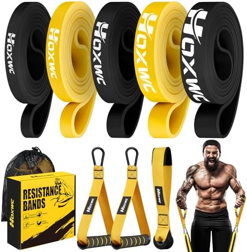 Resistance Bands, Heavy Duty Pull Up Resistance Band with Door Anchor, Handles, Exercise Bands for Working Out Men&Women, Ideal for Pull Up, Muscle Training, Physical Therapy, and Home Workouts