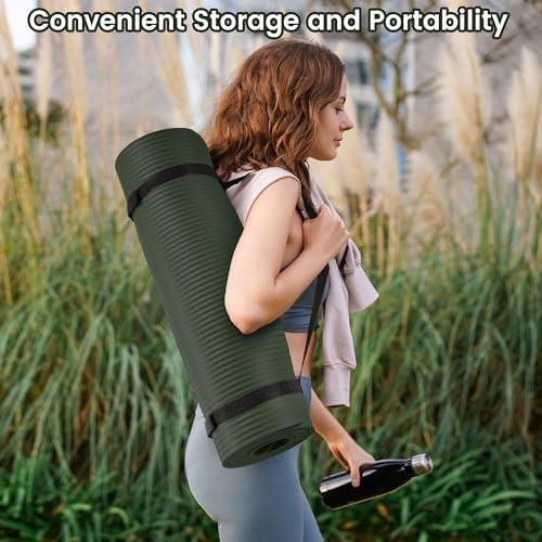 Yoga Mat, 1/2-Inch Extra Thick High Density Exercise Mat, Anti-Tear Exercise Yoga Mat with Carrying Strap, Suitable for Various Yoga Exercises - Image 7