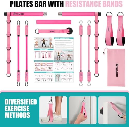 Pilates Bar Kit with Resistance Bands, Pilates Workout Equipment for Legs, Hip, Waist, Arm, Squats Exercise Equipment for Home Workouts, Adjustable 3-Section Pilates Bar Kit for Women & Men - Image 7