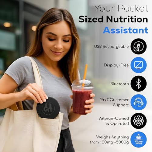 Food Scale, Portable, Rechargeable Travel Size. Smart Calories Calculator for Weight Loss, Nutrition, Diabetes, Meal Prep, Diet – Pocket Digital Coffee Scales – Free GOURMETMILES App - Image 2