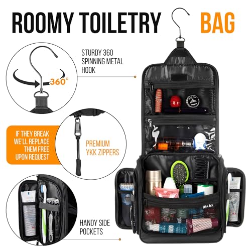 Travel Toiletry Bag for Men and Women - Large Hanging Toiletry Organizer - Waterproof Hygiene Bag with Metal XXL Swivel Hook, with Sturdy Zippers and 19 Compartments for Toiletries, Makeup, Cosmetics - Image 5