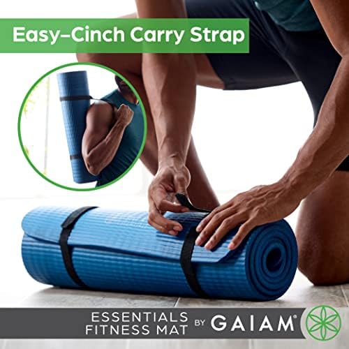 Gaiam Essentials Thick Yoga Mat Fitness & Exercise Mat with Easy-Cinch Carrier Strap,72"L X 24"W X 2/5 Thick, 10mm - Image 4